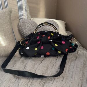 Lulu Guinness Black Bag with Colorful Polka Dots